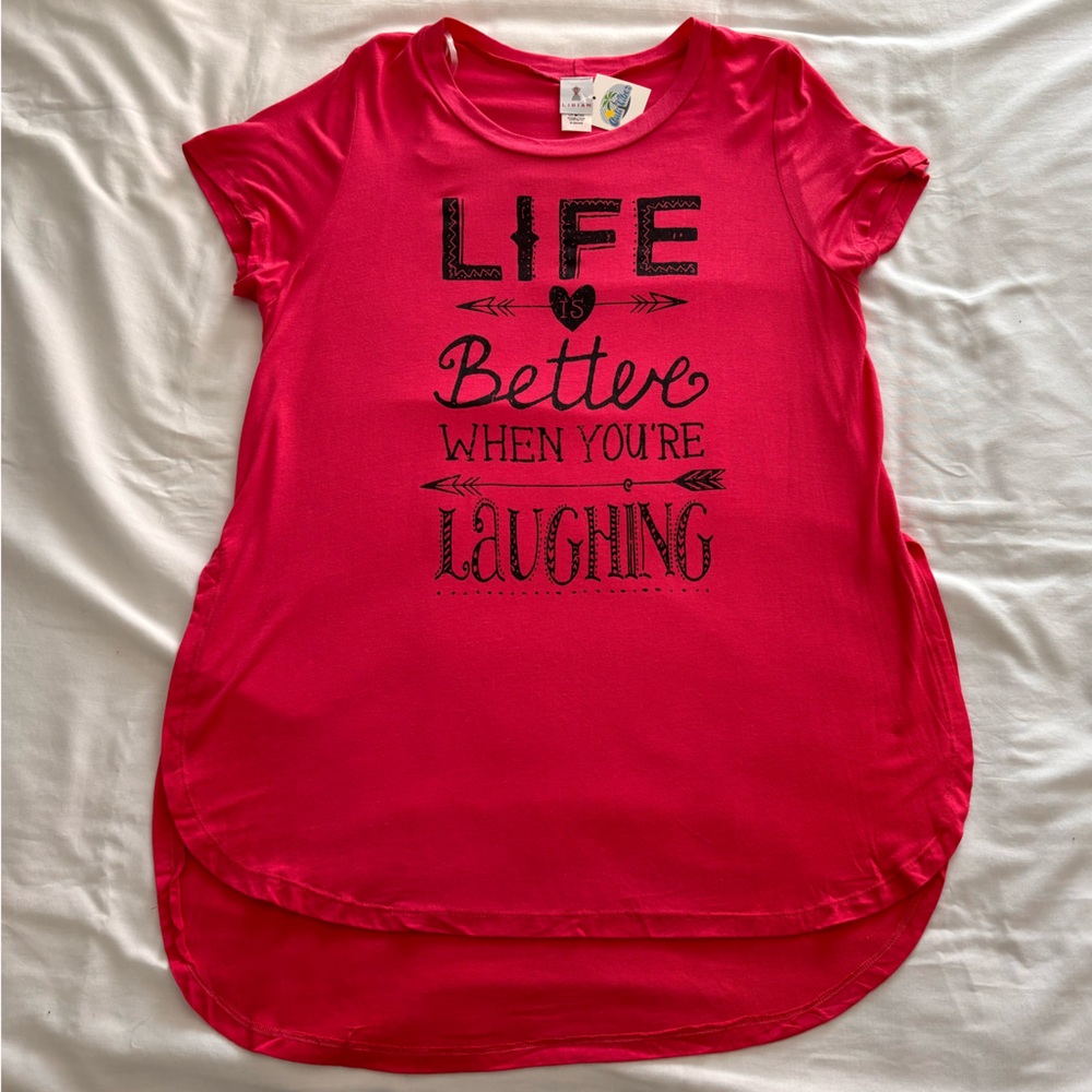 Libian “Life is better when you’re laughing” Pink T-Shirt in 3X